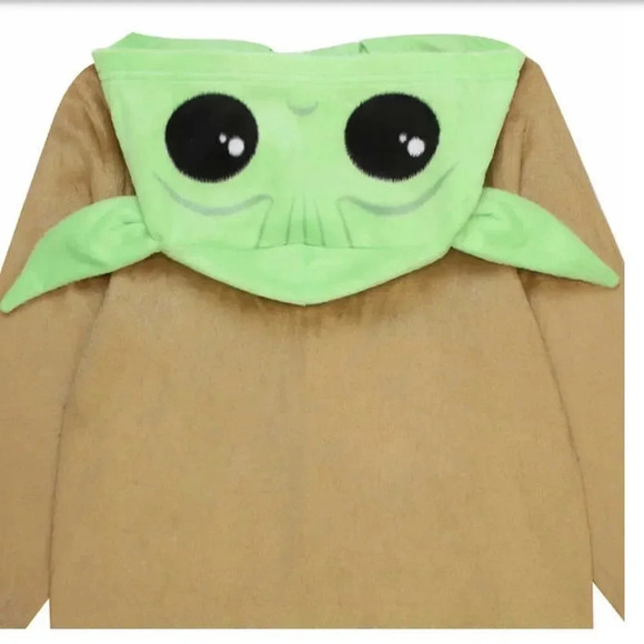 StarâWarsâKids' HoodedâBlanket Sleeper Size 4 6 Mandalorian One Piece Sleeper - Picture 4 of 6